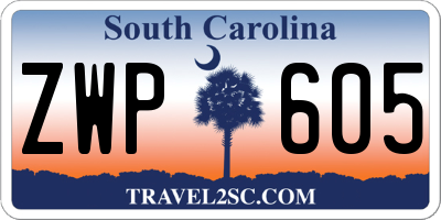 SC license plate ZWP605