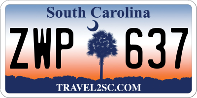 SC license plate ZWP637
