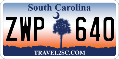 SC license plate ZWP640