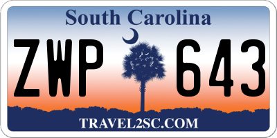 SC license plate ZWP643