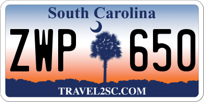 SC license plate ZWP650