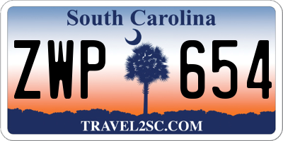 SC license plate ZWP654