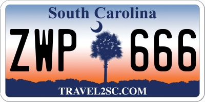 SC license plate ZWP666
