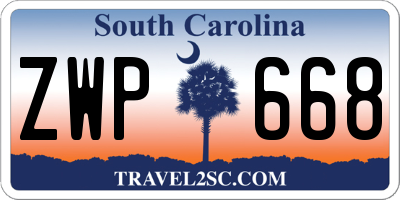 SC license plate ZWP668