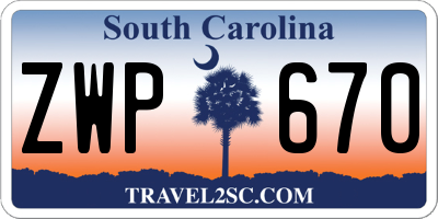 SC license plate ZWP670