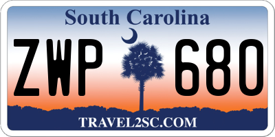 SC license plate ZWP680