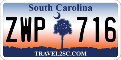 SC license plate ZWP716