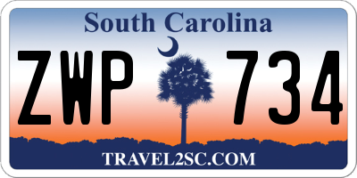 SC license plate ZWP734
