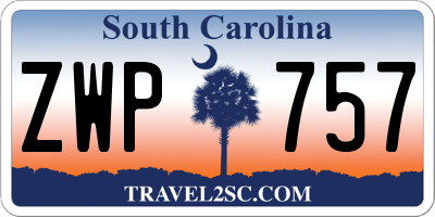 SC license plate ZWP757