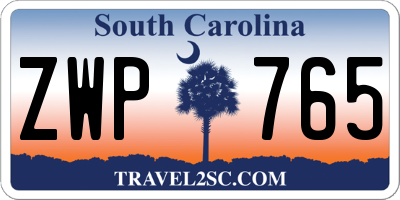 SC license plate ZWP765