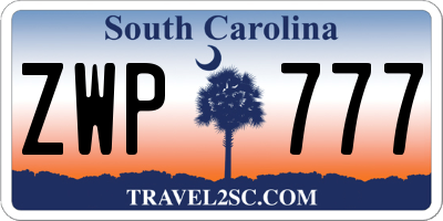 SC license plate ZWP777