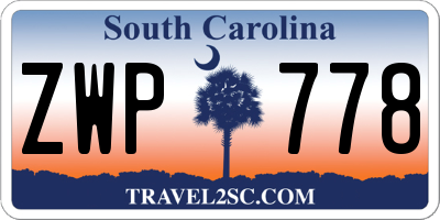 SC license plate ZWP778