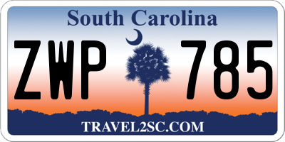 SC license plate ZWP785