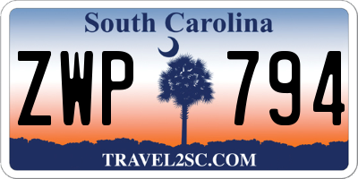 SC license plate ZWP794