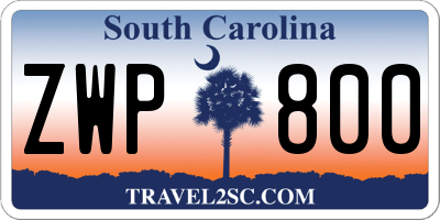SC license plate ZWP800