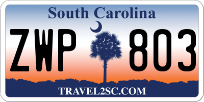 SC license plate ZWP803