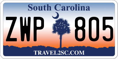 SC license plate ZWP805