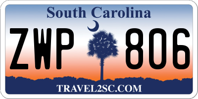 SC license plate ZWP806