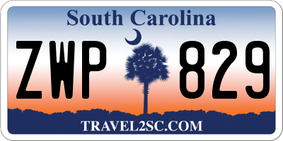 SC license plate ZWP829