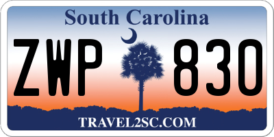 SC license plate ZWP830