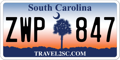 SC license plate ZWP847