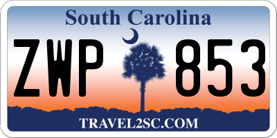 SC license plate ZWP853