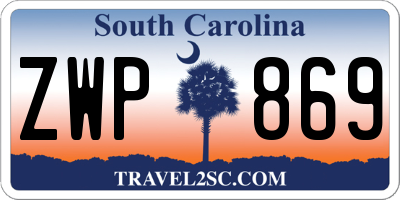 SC license plate ZWP869