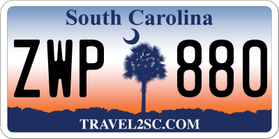 SC license plate ZWP880