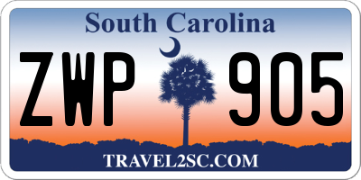 SC license plate ZWP905