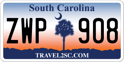 SC license plate ZWP908