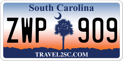 SC license plate ZWP909
