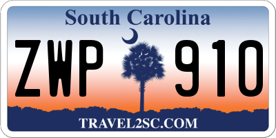 SC license plate ZWP910