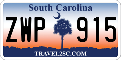 SC license plate ZWP915