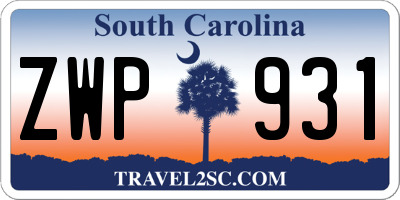 SC license plate ZWP931