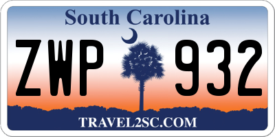SC license plate ZWP932