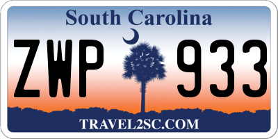SC license plate ZWP933