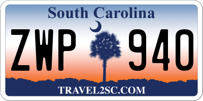 SC license plate ZWP940