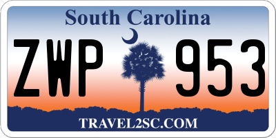 SC license plate ZWP953