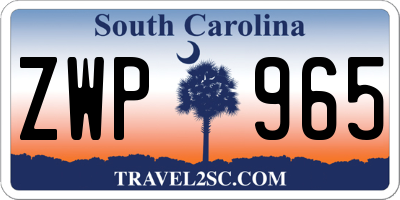 SC license plate ZWP965