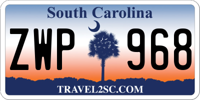SC license plate ZWP968