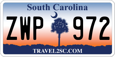 SC license plate ZWP972