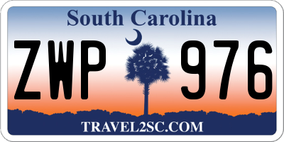 SC license plate ZWP976