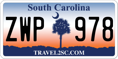 SC license plate ZWP978