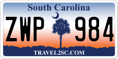 SC license plate ZWP984