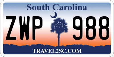SC license plate ZWP988