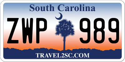 SC license plate ZWP989