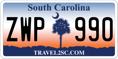 SC license plate ZWP990