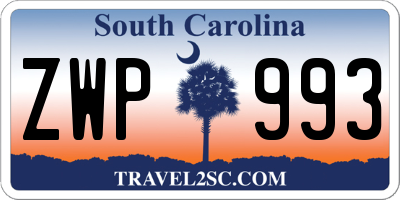 SC license plate ZWP993