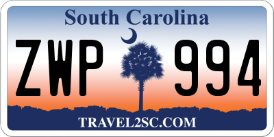 SC license plate ZWP994