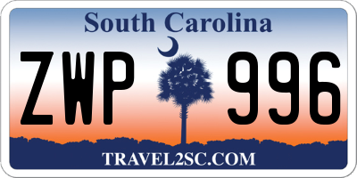 SC license plate ZWP996